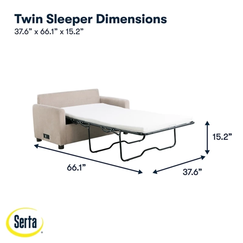 Davina Beige Upholstered Convertible Loveseat