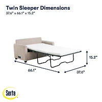 Davina Beige Upholstered Convertible Loveseat