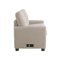 Davina Beige Upholstered Convertible Loveseat