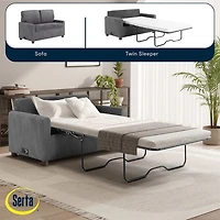 Davina Gray Upholstered Convertible Loveseat