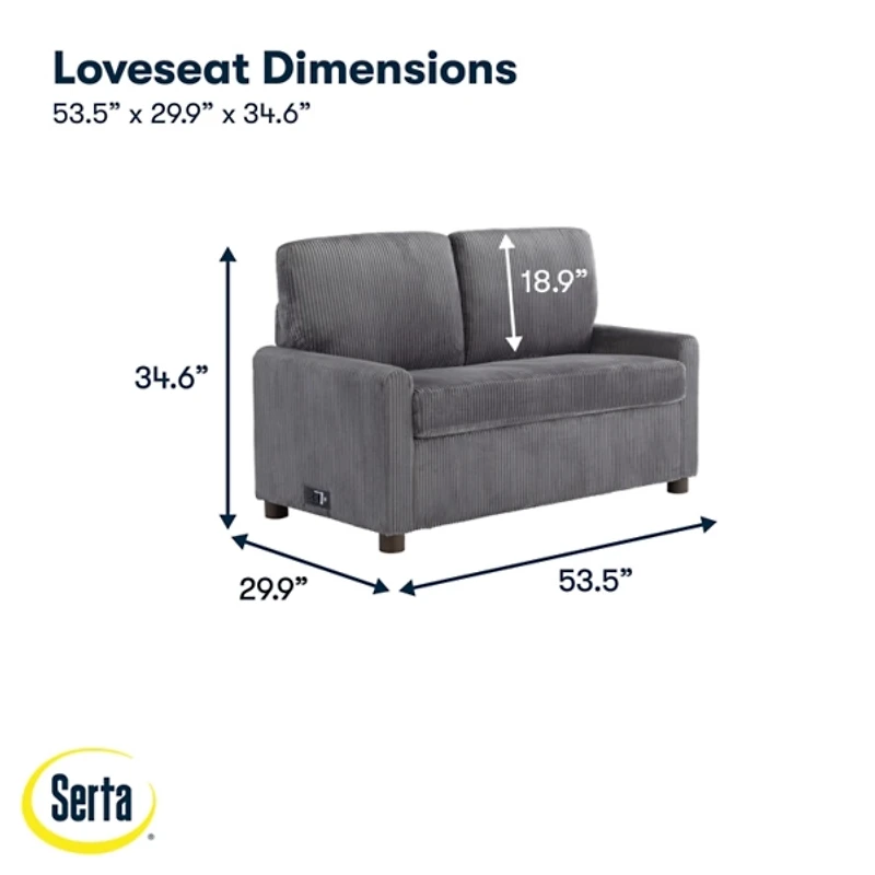 Davina Gray Upholstered Convertible Loveseat