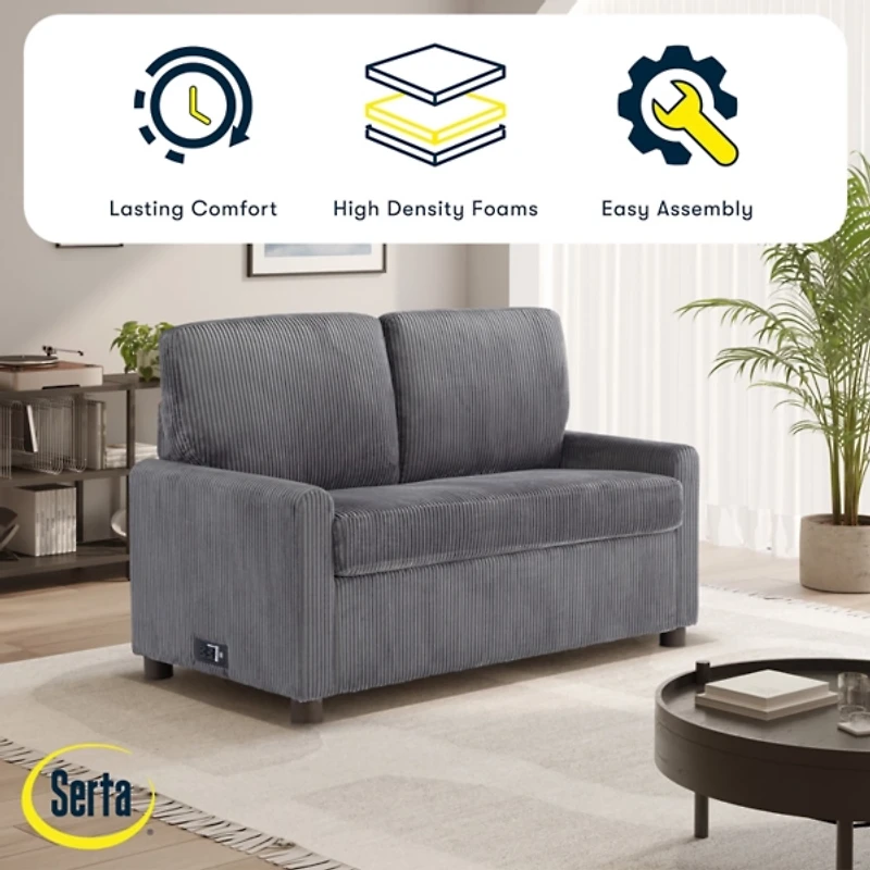 Davina Gray Upholstered Convertible Loveseat
