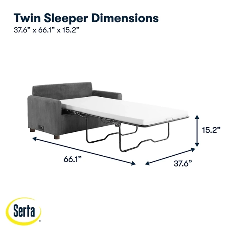 Davina Gray Upholstered Convertible Loveseat