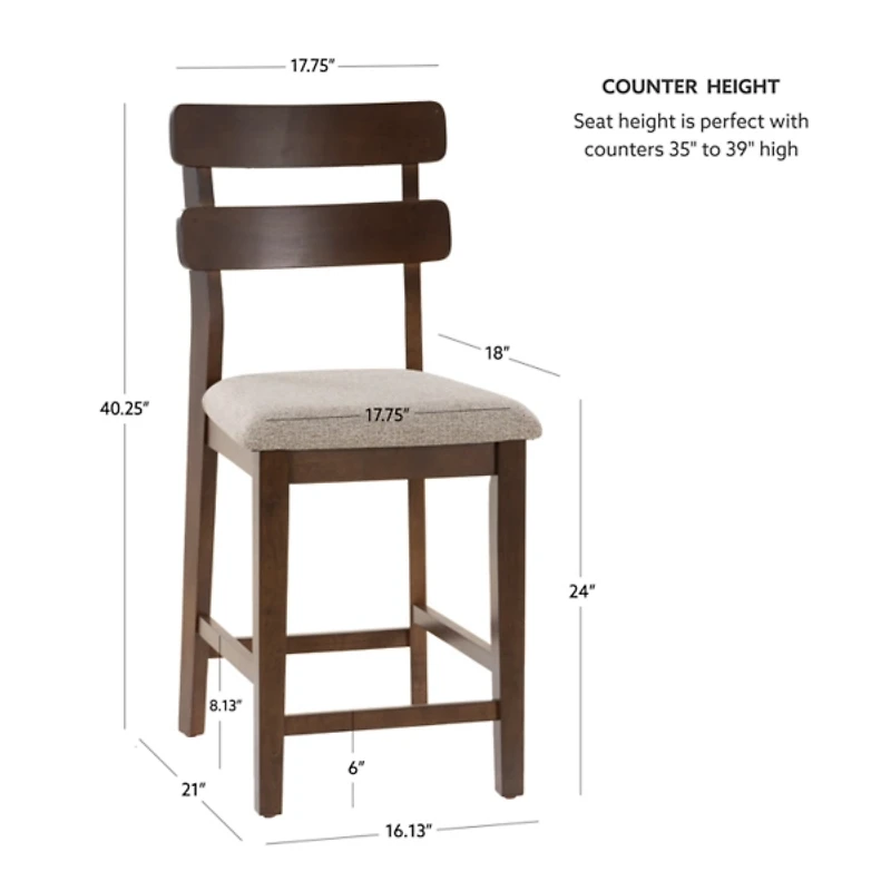 Brown Wood Drury Counter Stools, Set of 2