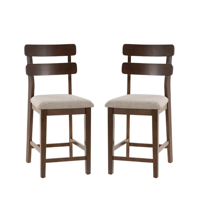 Brown Wood Drury Counter Stools, Set of 2