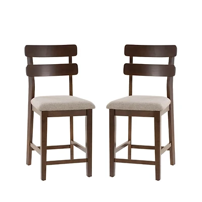 Brown Wood Drury Counter Stools, Set of 2