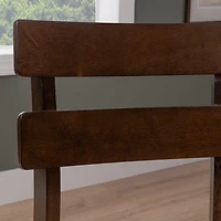 Brown Wood Slatted Back Dining Chairs, Set of 2