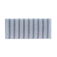 Blue Striped Upholstered Wood Seashell Bench