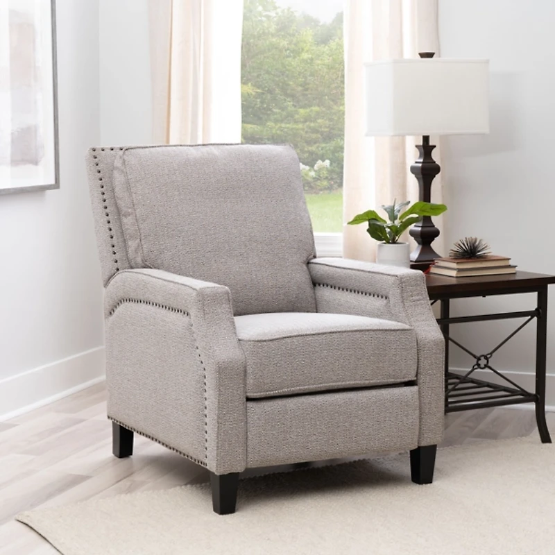 Gray Upholstered Push-Back Cerone Recliner