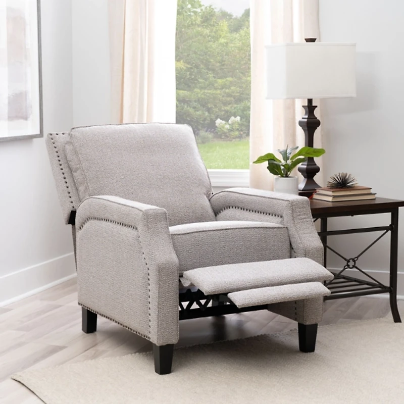 Gray Upholstered Push-Back Cerone Recliner
