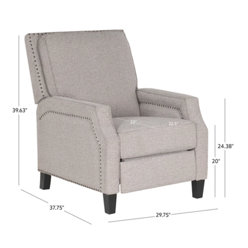 Gray Upholstered Push-Back Cerone Recliner