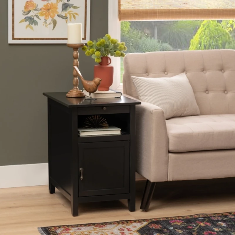 Black Wood Birkdale Charging End Table