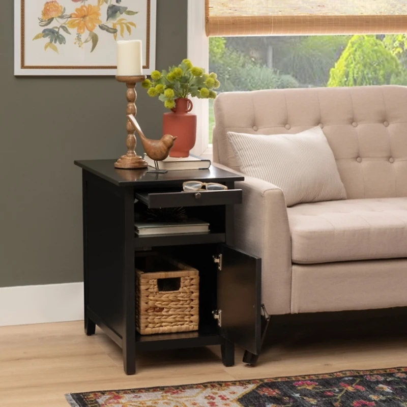 Black Wood Birkdale Charging End Table
