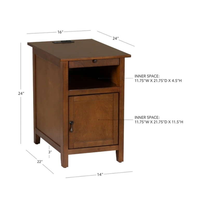 Hazelnut Wood Birkdale Charging End Table