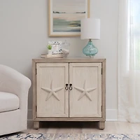 Whitewash Wood 2-Door Starfish Cabinet