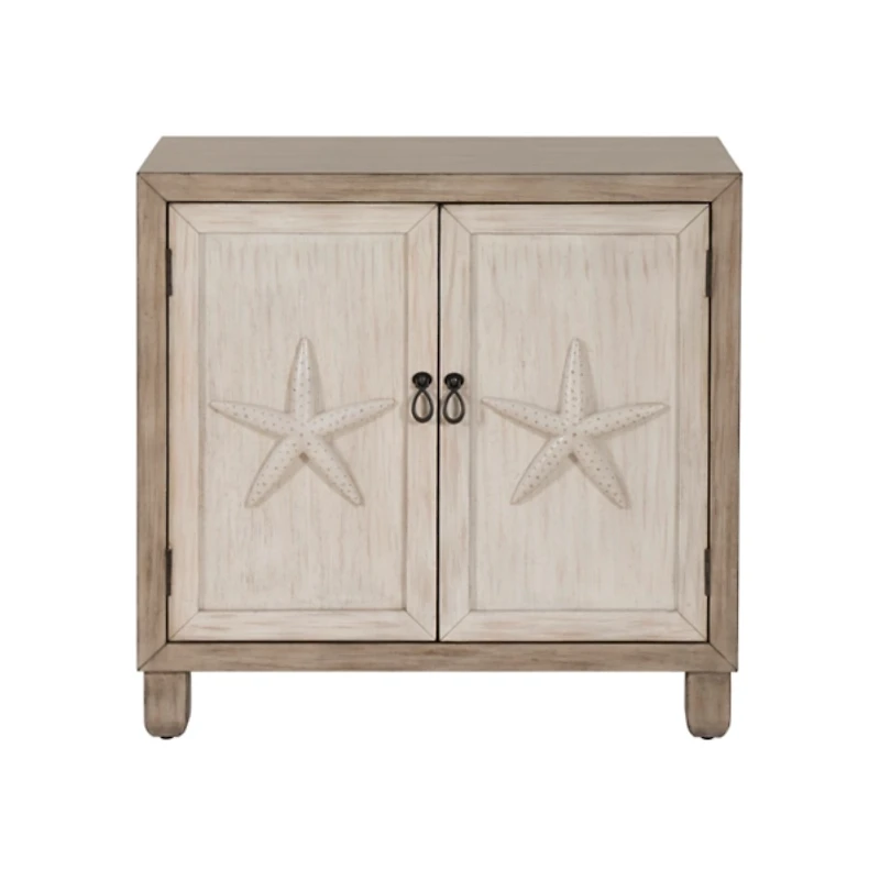Whitewash Wood 2-Door Starfish Cabinet
