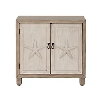Whitewash Wood 2-Door Starfish Cabinet