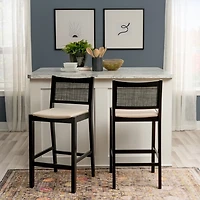 Black Cane Bauer Bar Stools, Set of 2