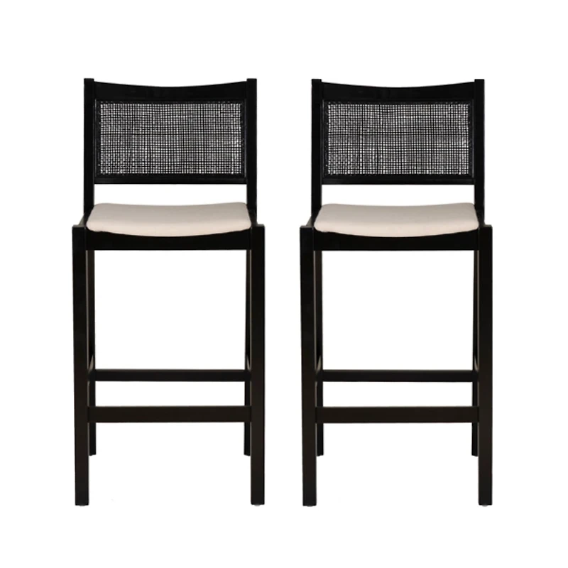 Black Cane Bauer Bar Stools, Set of 2
