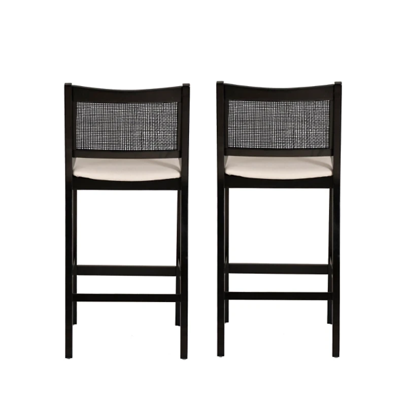 Black Cane Bauer Bar Stools, Set of 2