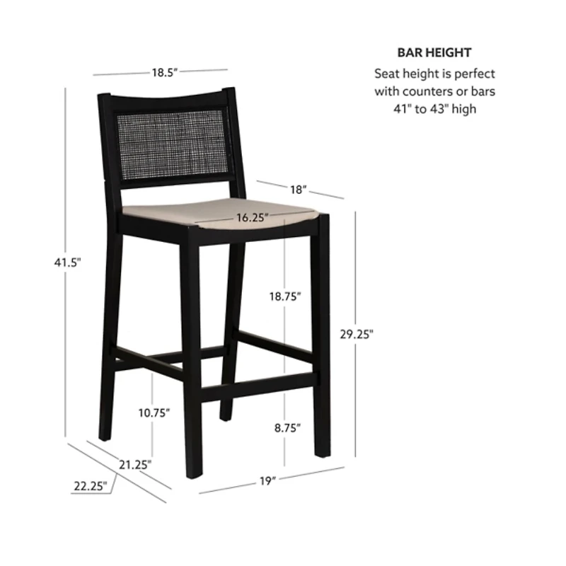Black Cane Bauer Bar Stools, Set of 2