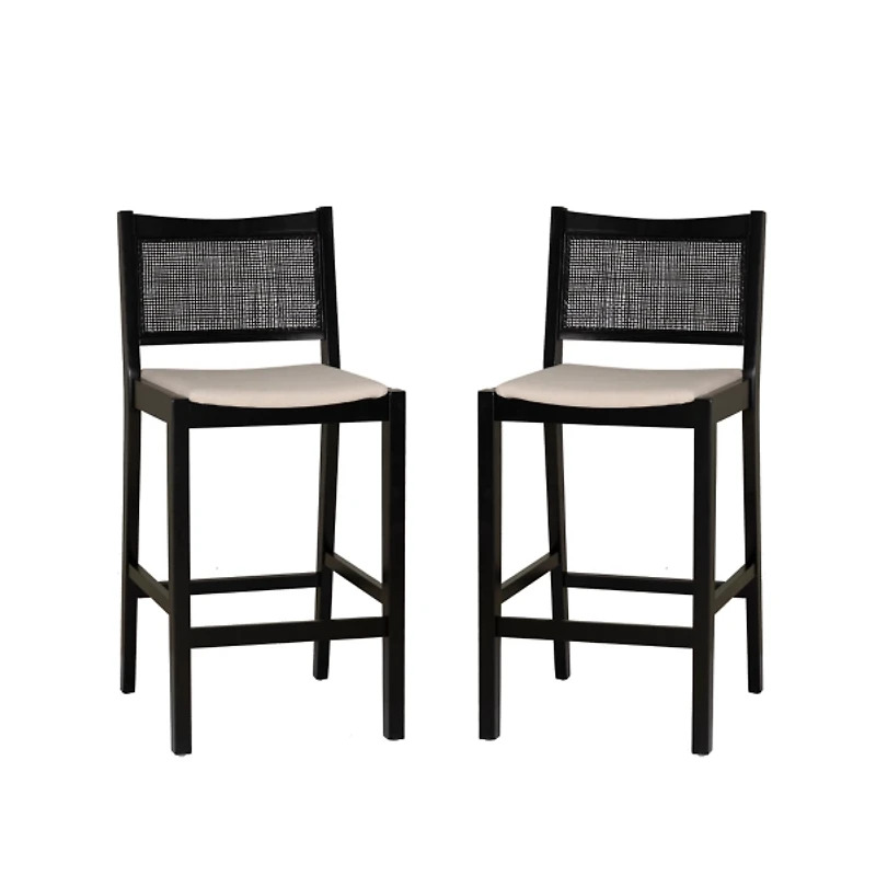 Black Cane Bauer Bar Stools, Set of 2