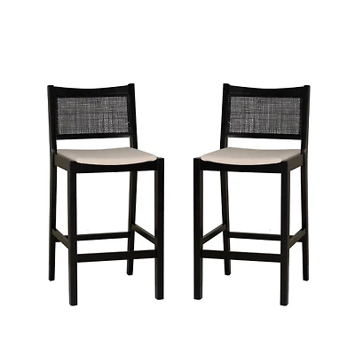 Black Cane Bauer Bar Stools, Set of 2