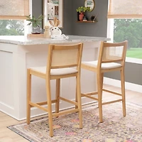 Natural Cane Bauer Bar Stools, Set of 2