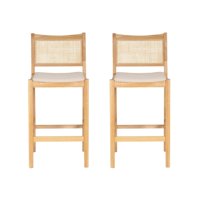 Natural Cane Bauer Bar Stools, Set of 2