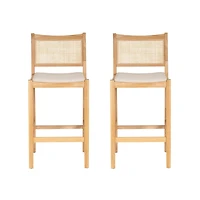 Natural Cane Bauer Bar Stools, Set of 2