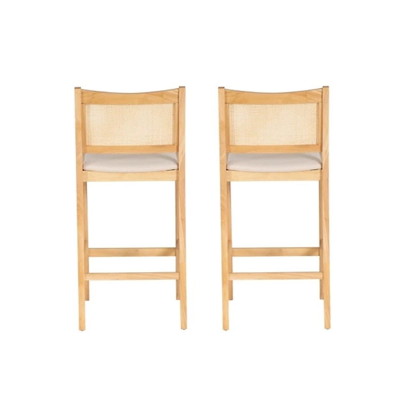 Natural Cane Bauer Bar Stools, Set of 2
