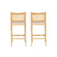 Natural Cane Bauer Bar Stools, Set of 2