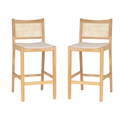 Natural Cane Bauer Bar Stools, Set of 2