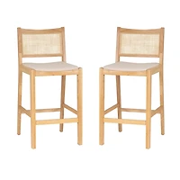 Natural Cane Bauer Bar Stools, Set of 2