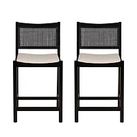 Black Cane Bauer Counter Stools, Set of 2