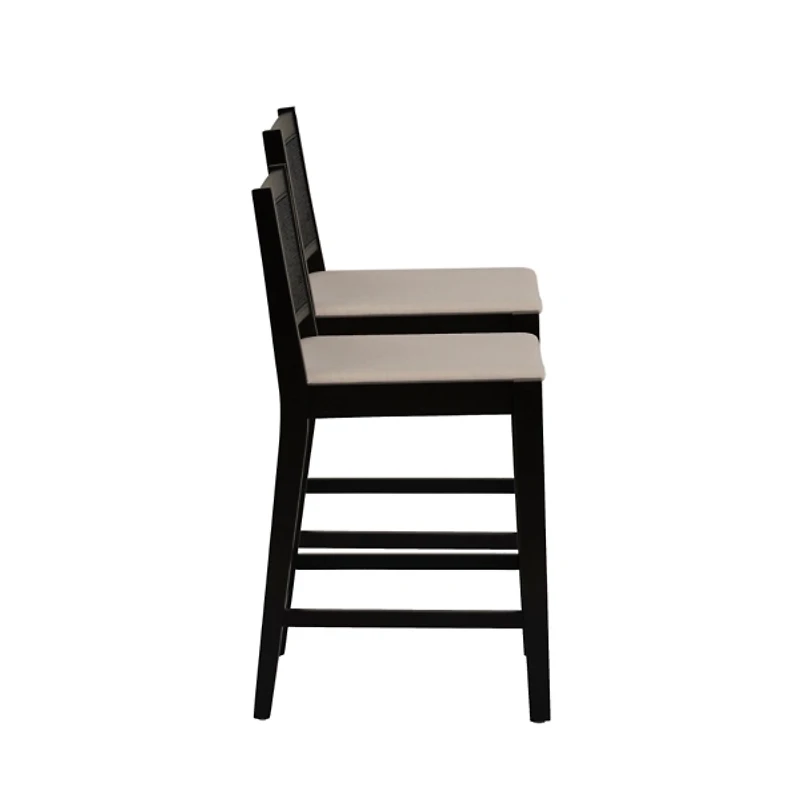 Black Cane Bauer Counter Stools, Set of 2