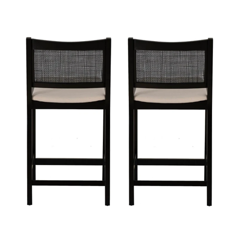 Black Cane Bauer Counter Stools, Set of 2