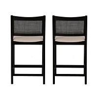 Black Cane Bauer Counter Stools, Set of 2