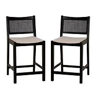 Black Cane Bauer Counter Stools, Set of 2