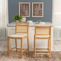 Natural Cane Bauer Counter Stools, Set of 2