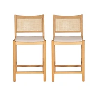 Natural Cane Bauer Counter Stools, Set of 2
