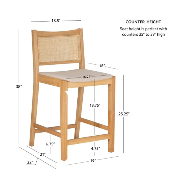 Natural Cane Bauer Counter Stools, Set of 2