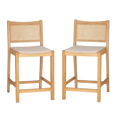 Natural Cane Bauer Counter Stools, Set of 2