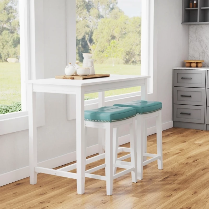 Teal Faux Leather Claridge 3-pc. Counter Set