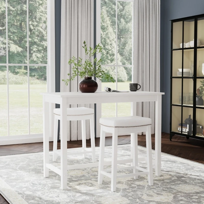 White Faux Leather Claridge 3-pc. Counter Set