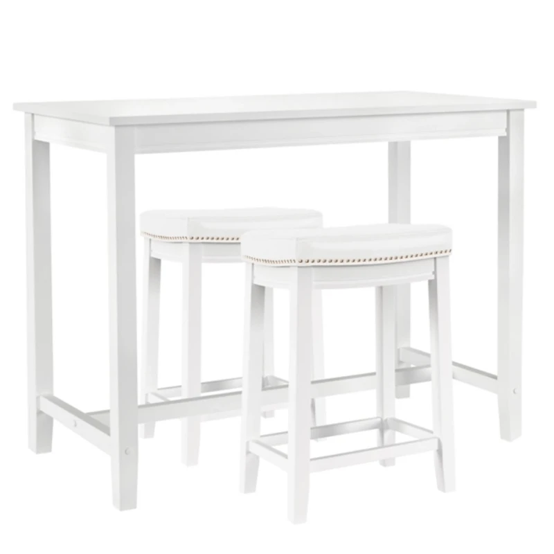 White Faux Leather Claridge 3-pc. Counter Set