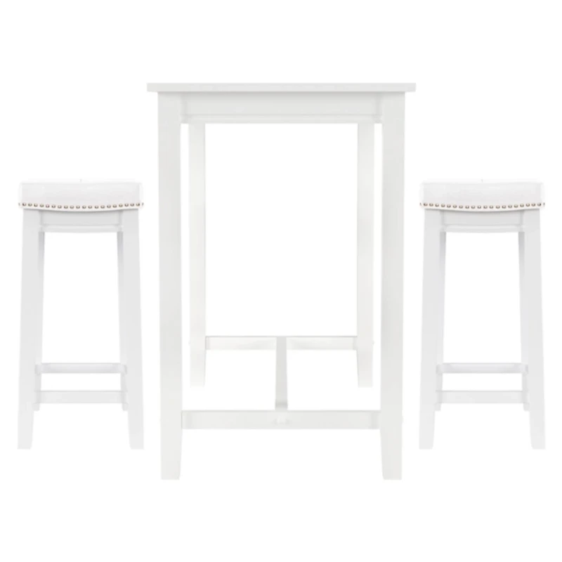 White Faux Leather Claridge 3-pc. Counter Set