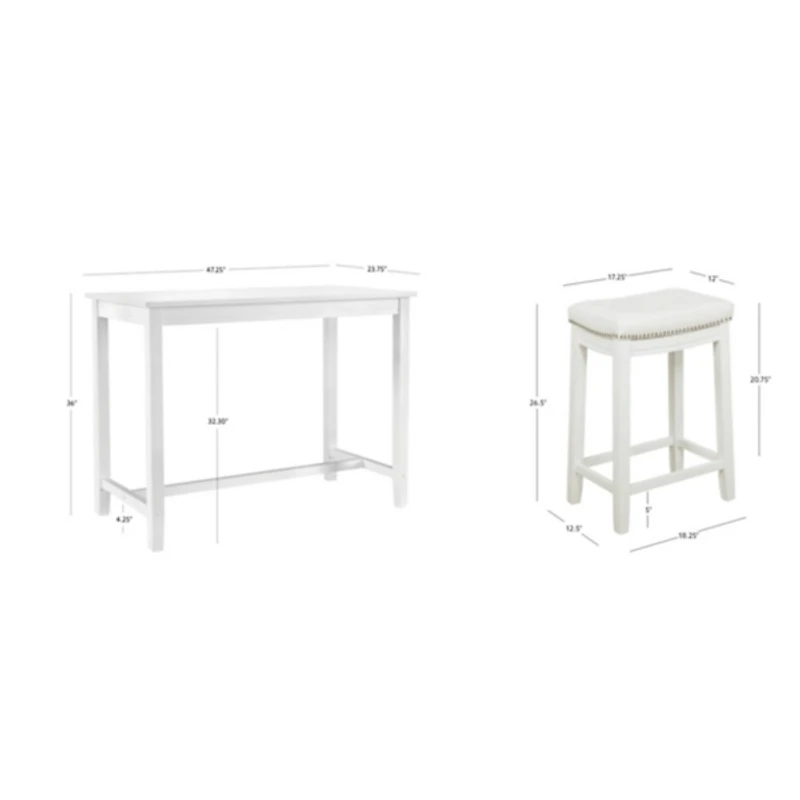 White Faux Leather Claridge 3-pc. Counter Set