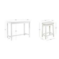 White Faux Leather Claridge 3-pc. Counter Set