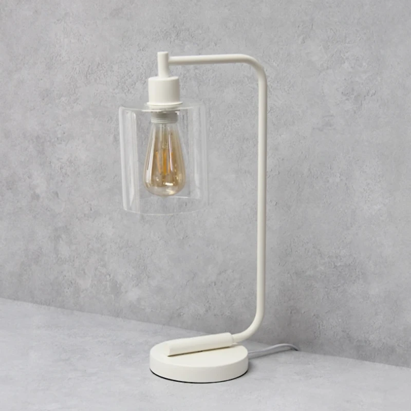 White Iron Industrial Bronson Table Lamp